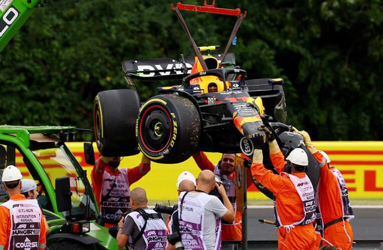 Sergio Pérez choca en el primer día de prácticas del GP de Hungría