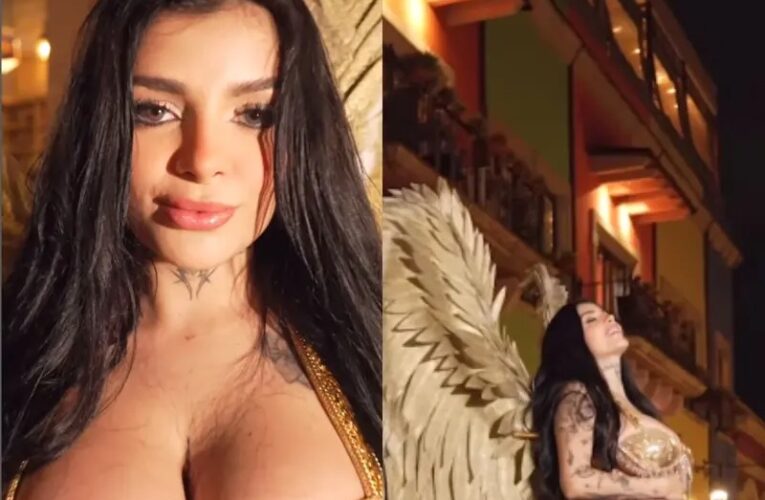 Karely Ruiz se convierte en un “ángel” y presume su embarazo en calles de Monterrey