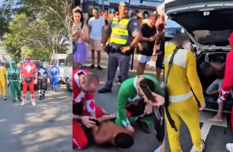 Policía se disfraza de los Power Rangers para detener ladrones en Carnaval de Brasil