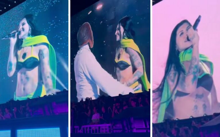 Cazzu fue la invitada en el concierto de Bad Bunny y cantó la supuesta canción dedicada a Ángela Aguilar