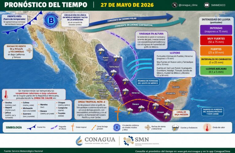 La onda tropical número 2 se desplazará sobre el golfo de Tehuantepec
