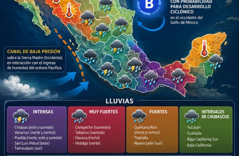 Lluvias intensas y calor extremo impactarán gran parte de México