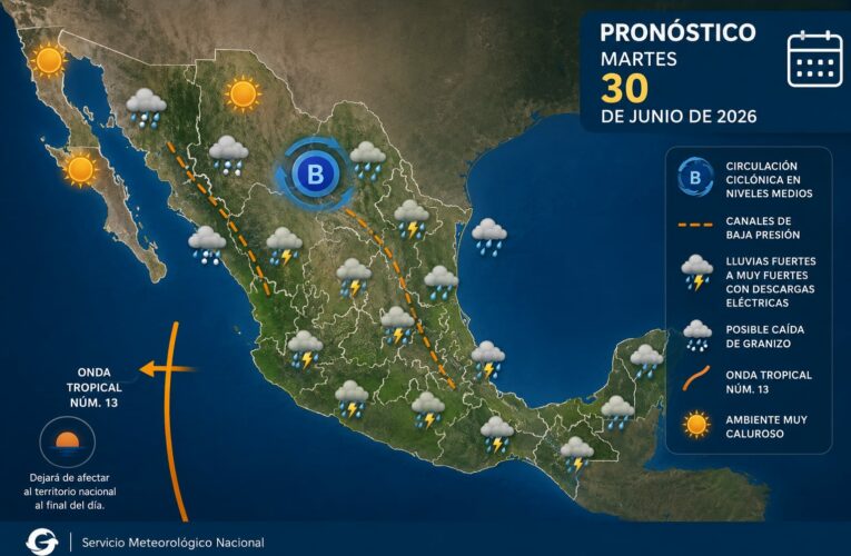 Pronostican chubascos y lluvias fuertes en gran parte de la República Mexicana