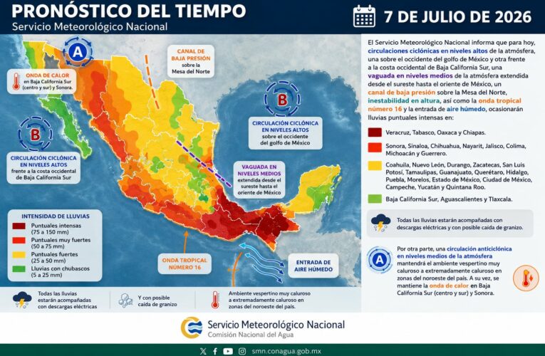 Pronostican lluvias en los 32 estados de México