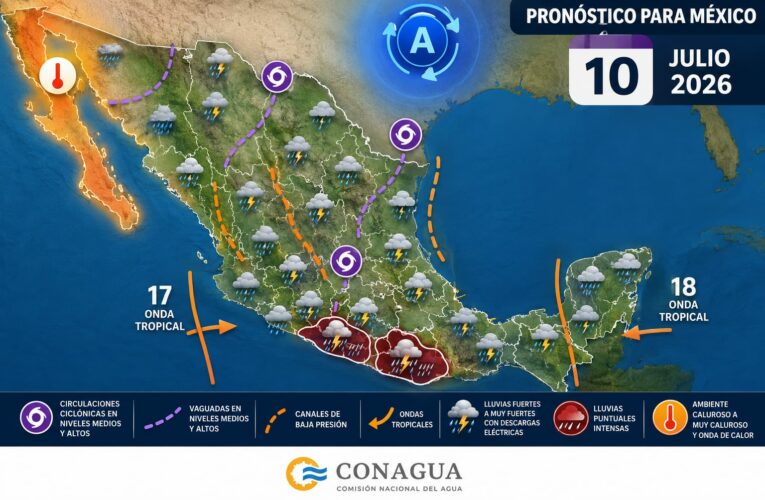 La onda tropical número 17 ocasionará lluvias fuertes en la mayor parte del territorio nacional
