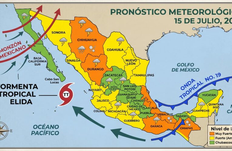 Se forma la tormenta tropical Elida en el océano Pacífico